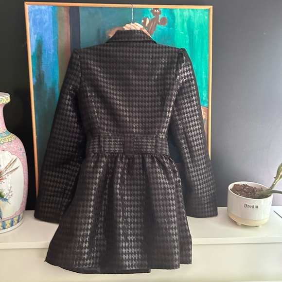 Y2K Candie's Glossy Black Houndstooth Trench Coat M - Picture 7 of 16